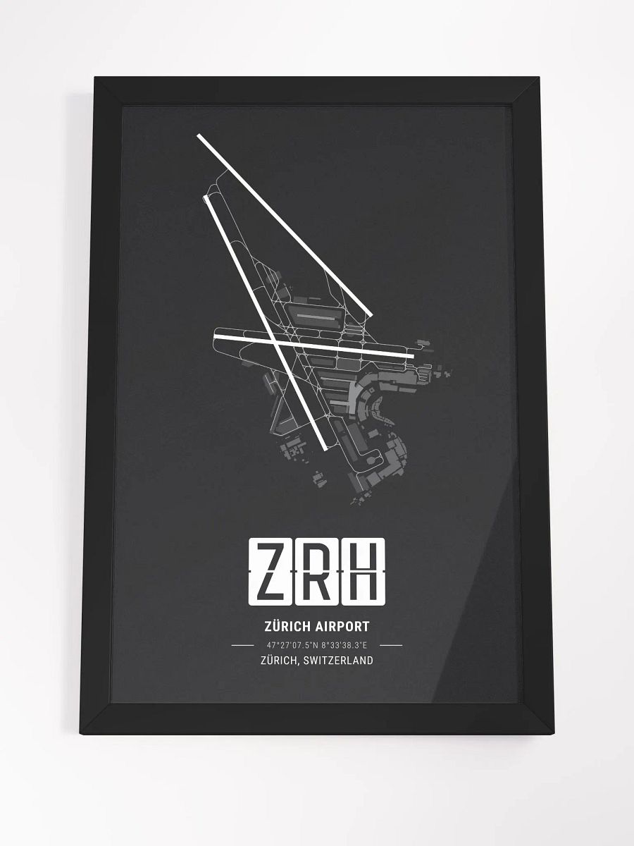 Framed Airport ZRH Premium Map On Matt Paper product image (4)
