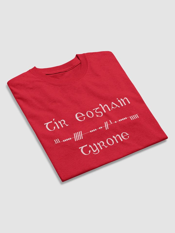 Tyrone/Tír Eoghain, Scholastic style Ogham, Red printed T-shirt product image (2)