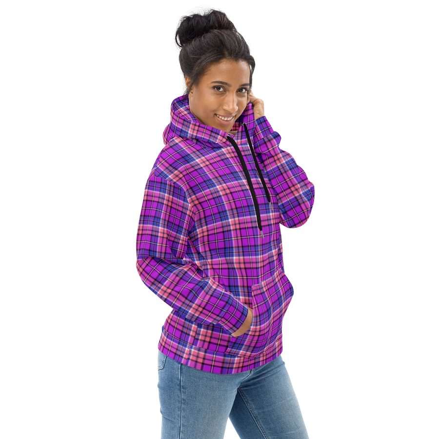 Bright Purple, Pink, and Blue Plaid Hoodie product image (1)