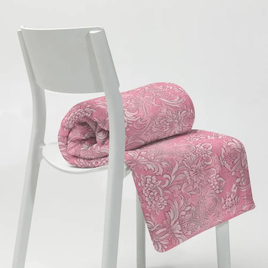 Pink Damask Blanket product image (8)