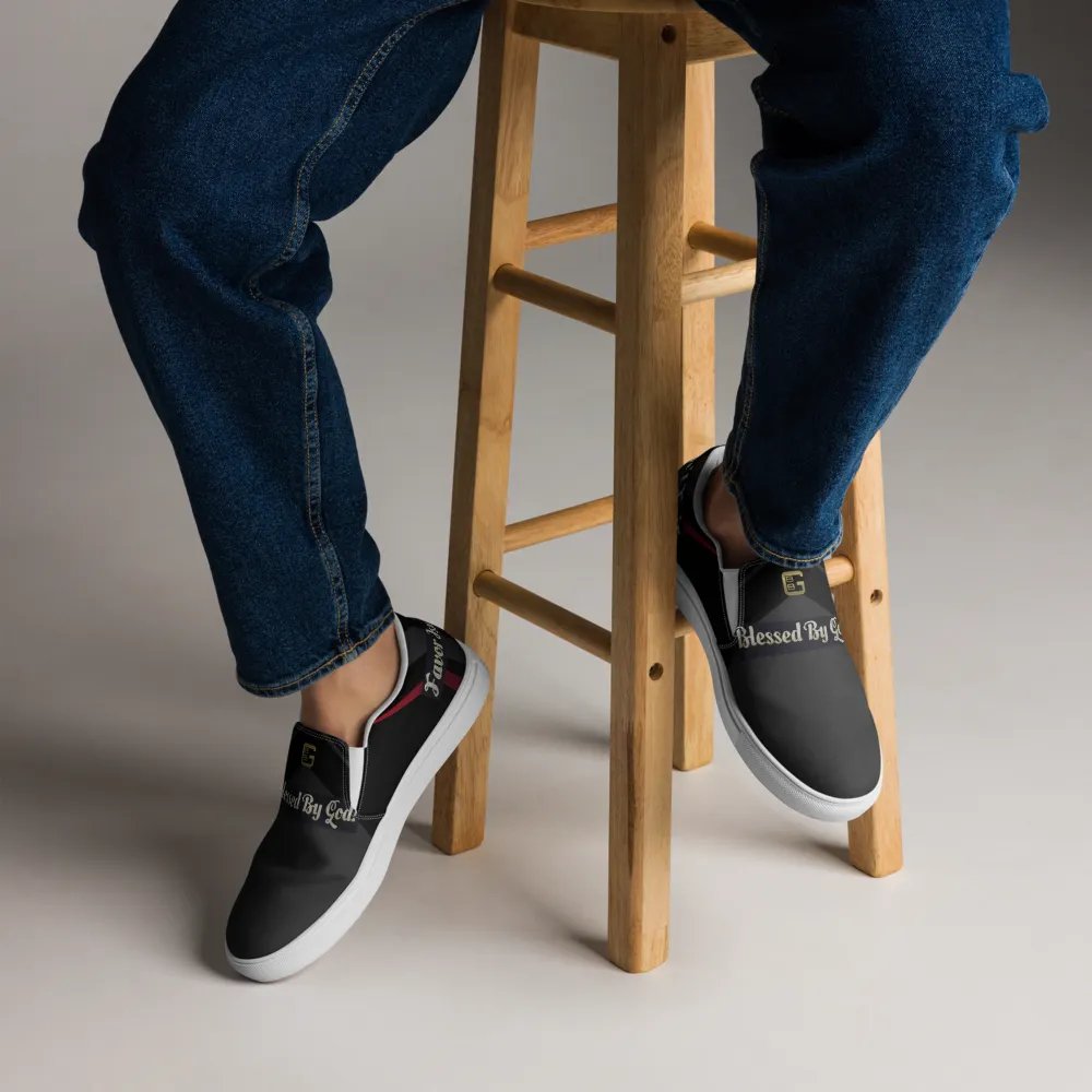BBG Black with Red Stripe Men's Slip Ons product image (6)