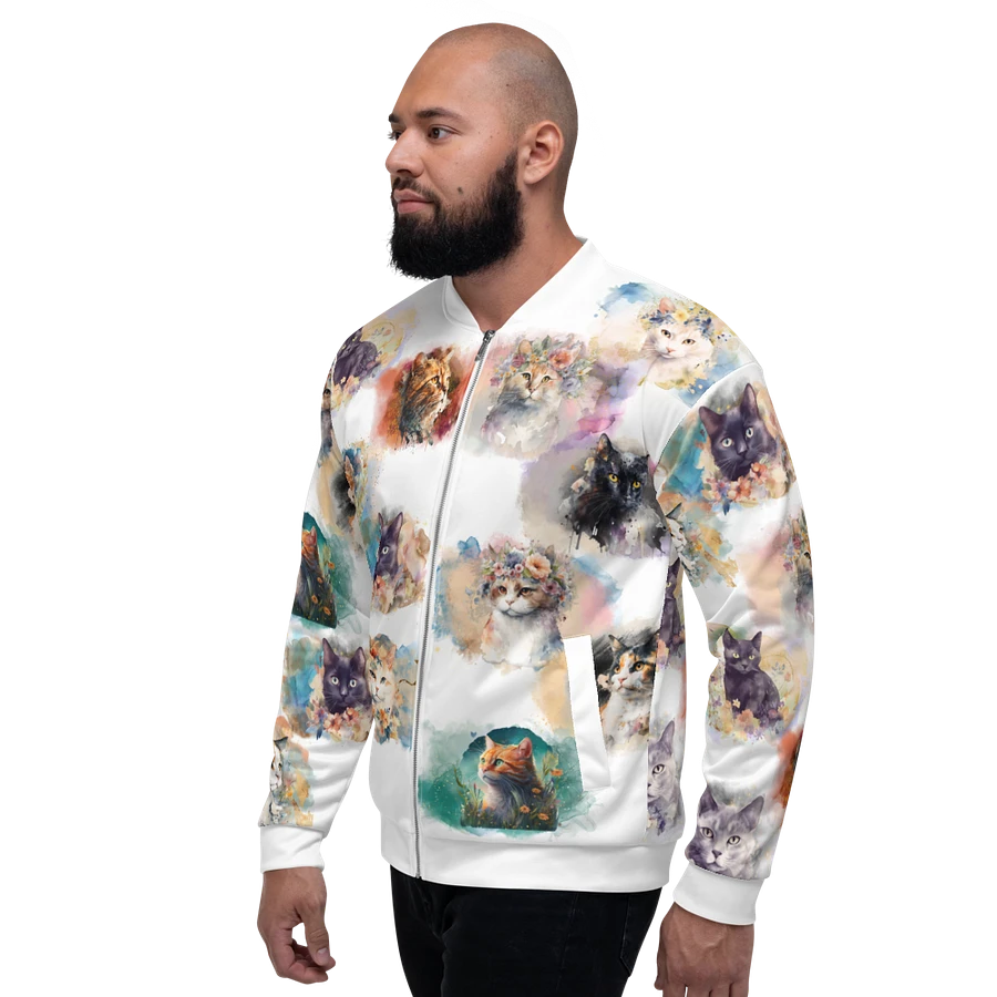 Watercolor Cats Bomber Style Zip Up Sweatshirt Jacket, Unisex product image (6)