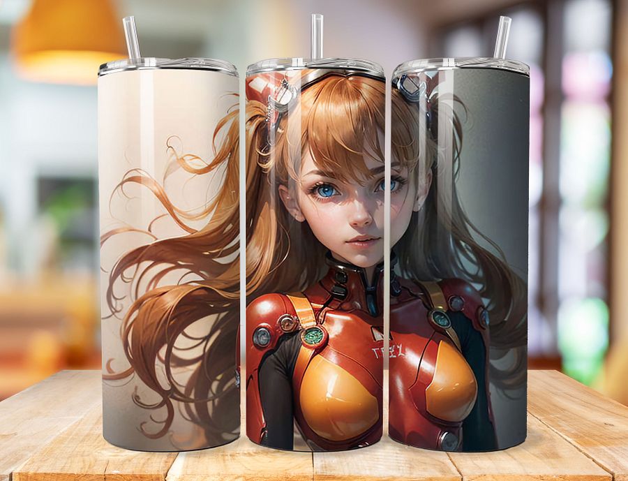 Asuka Langley Soryu 20 oz Stainless Steel Tumbler – Neon Genesis Evangelion Fiery Spirit Design product image (1)