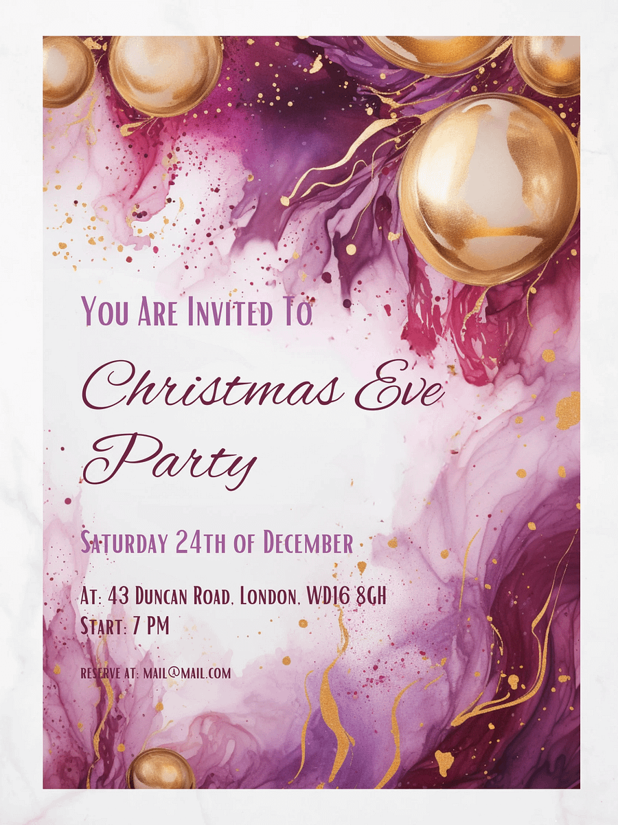 Christmas & New Year Purple and Pink Party Invitation | Editable in Canva | Party Printable Template | Holiday Invitation | Canva Link product image (4)