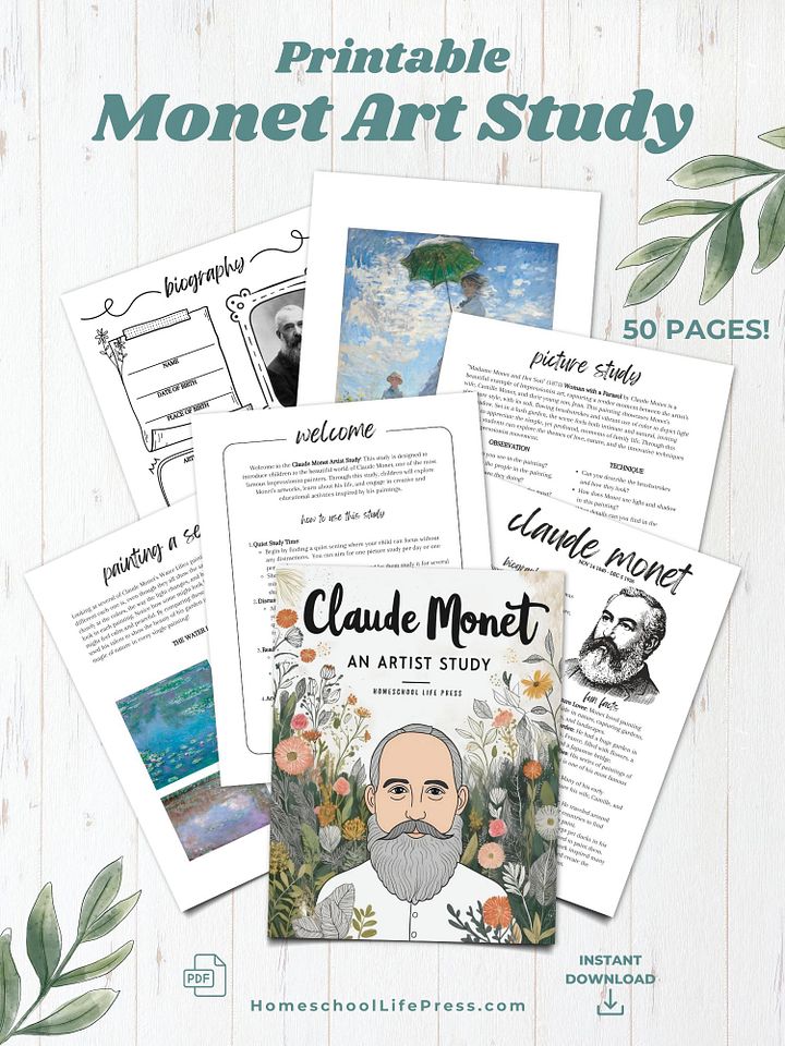 50 Page Printable Monet Artist Study product image (1)