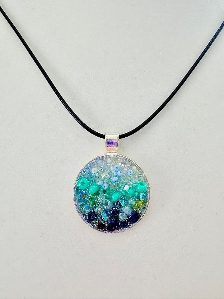Ocean Dreamscape Pendant Necklace | Handmade Gradient Bead Art | Coastal Charm Jewelry by Monique Faella Designs™ product image (2)