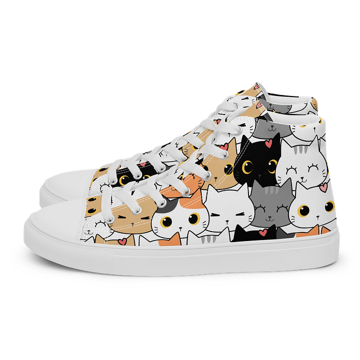 Whimsical Cat Faces High Top Canvas Shoes product image (1)