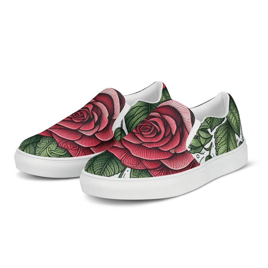 Women's Slip-On Canvas Shoes | KI-Design des Rosen-Mandala-Motivs product image (4)