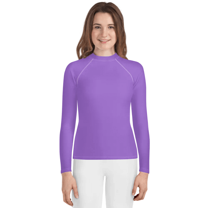 Youth Plain Color Amethyst Rash Guard product image (1)