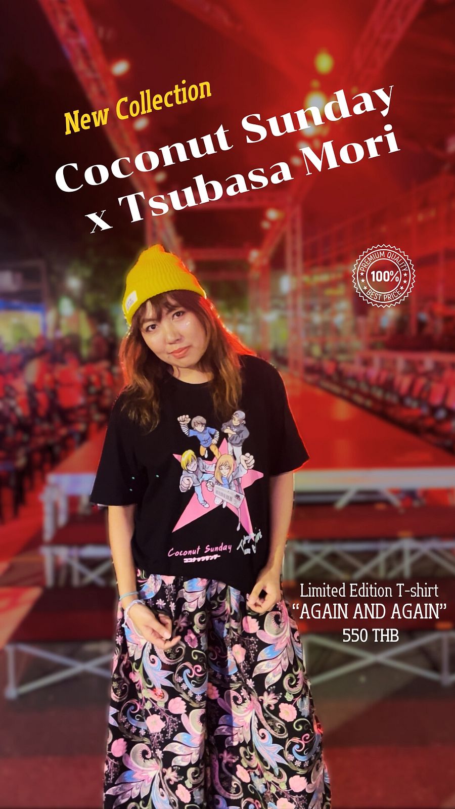 Limited Edition T-shirt Coconut Sunday x Tsubasa Mori “Again and Again” Collection Black product image (2)