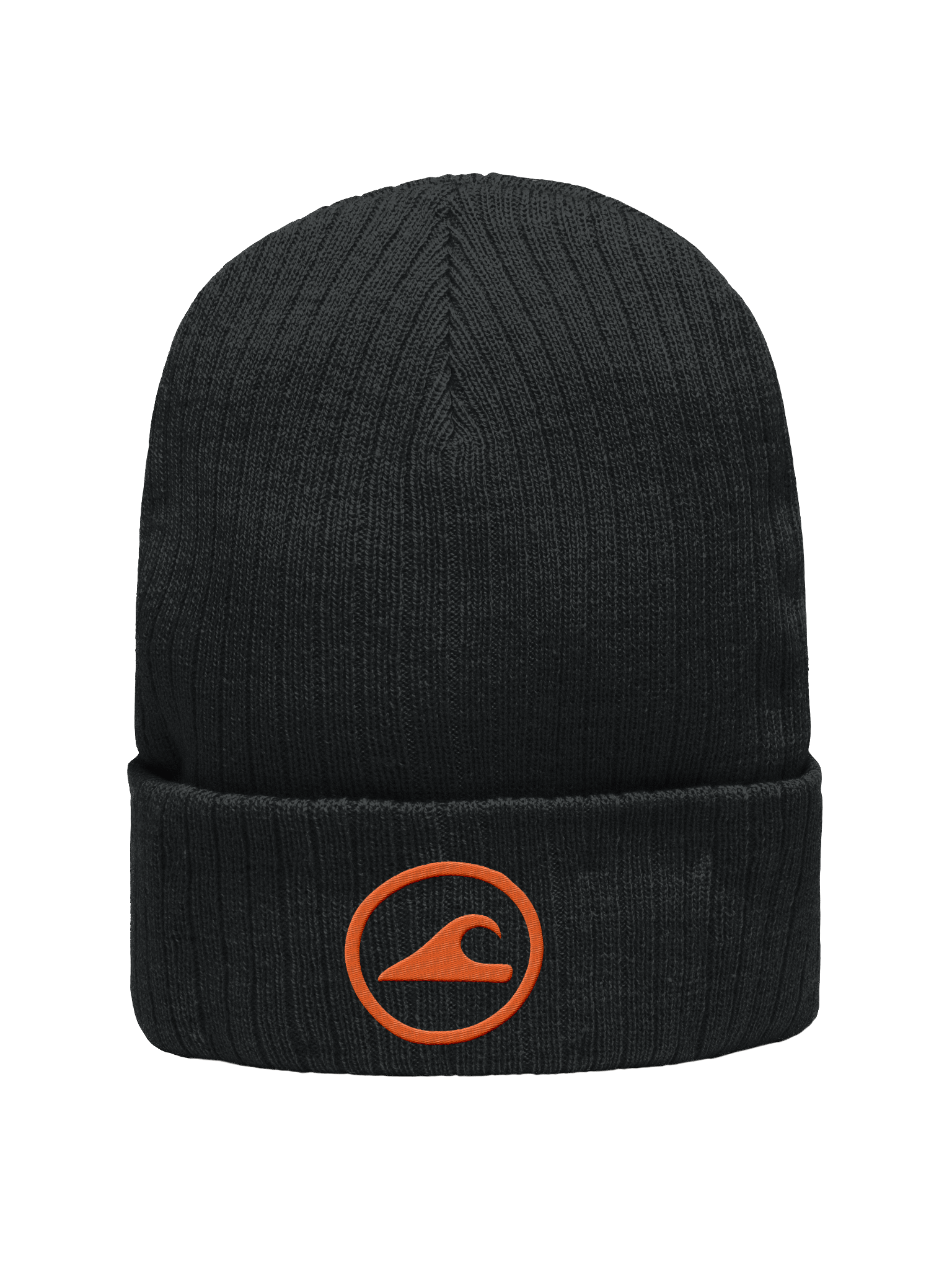 Embroidered Wave Rider Atlantis Ribbed Knit Beanie (Citrus) product image (1)