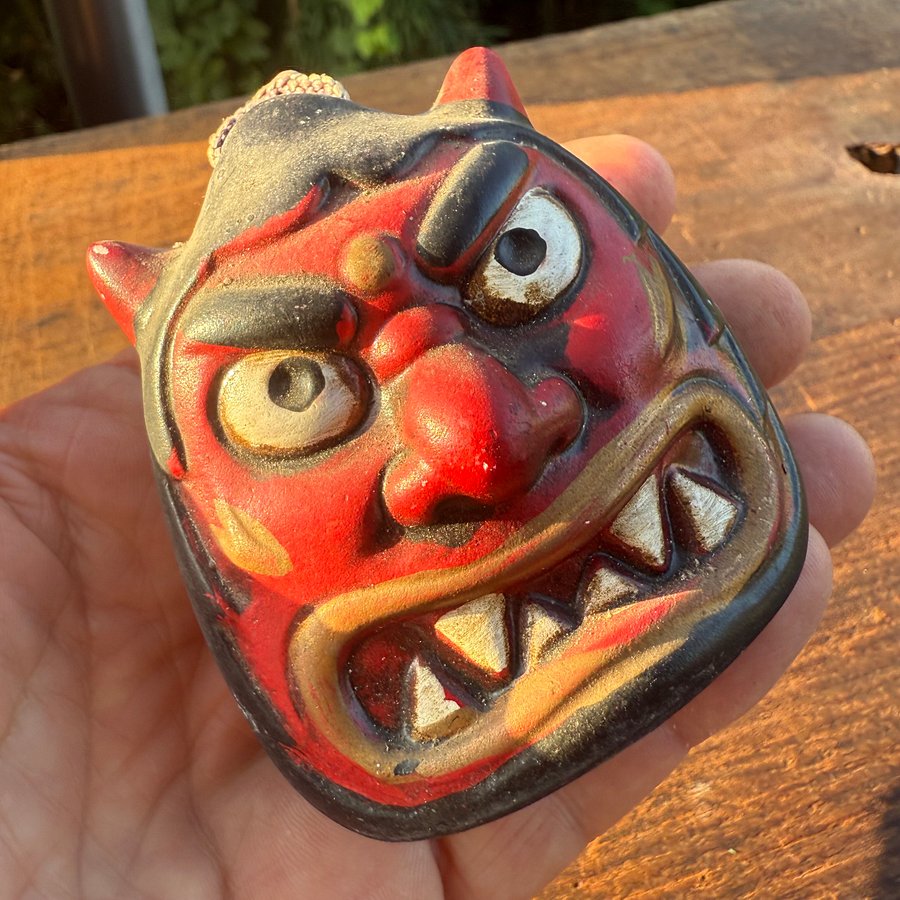 🎎 Japanese Red Oni Ceramic Bell (Dorei) – Mid-Showa Era – Japan Antique Roadshow product image (5)