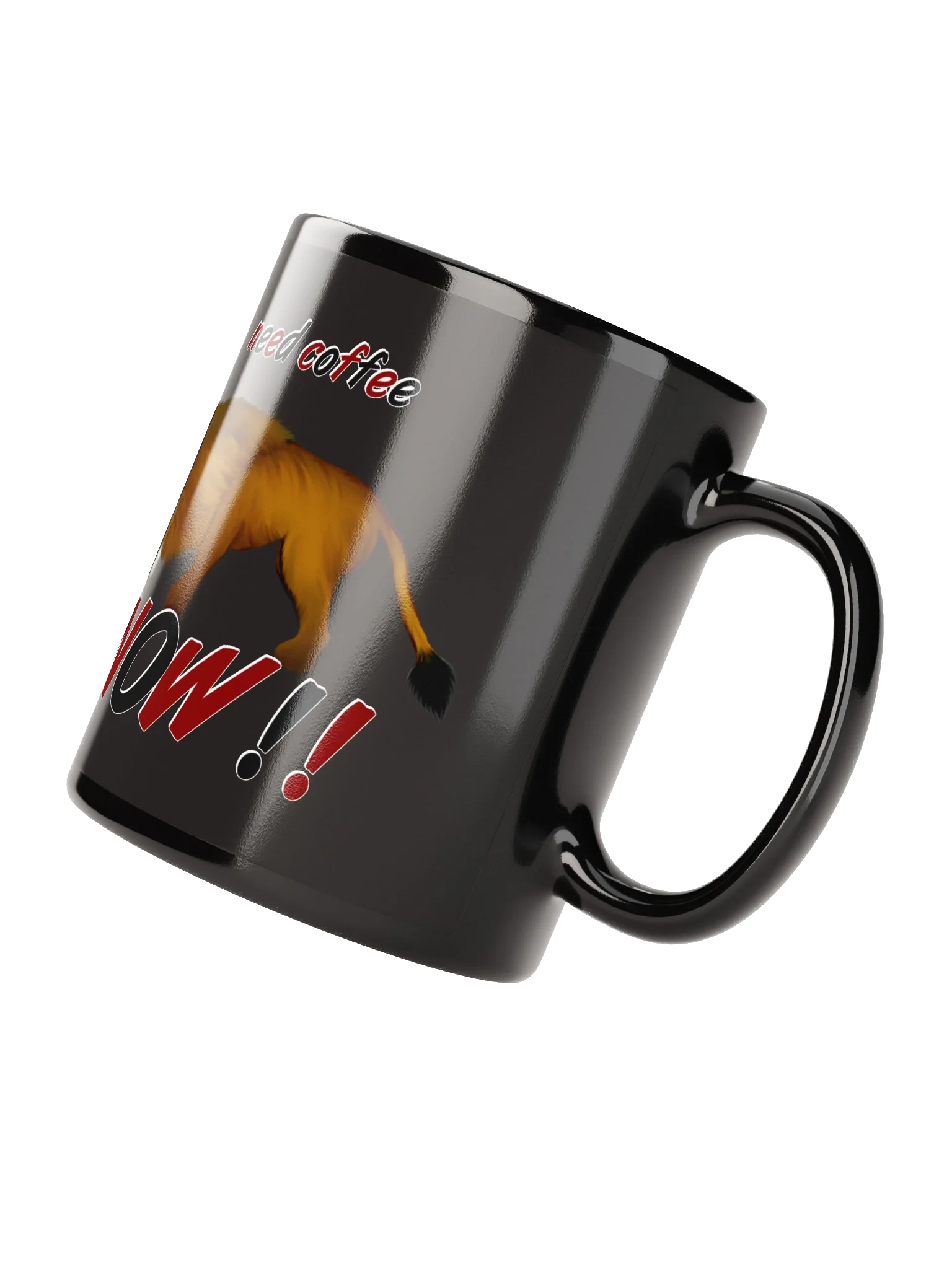 Roaring Lion 'Need Coffee NOW!!' Black Glossy Mug product image (3)