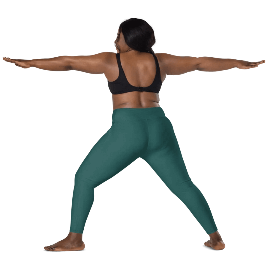 Plain Teal Green Soft Summer Women's High Waisted Premium Crossover Leggings with Pockets by Treasure Pie product image (12)