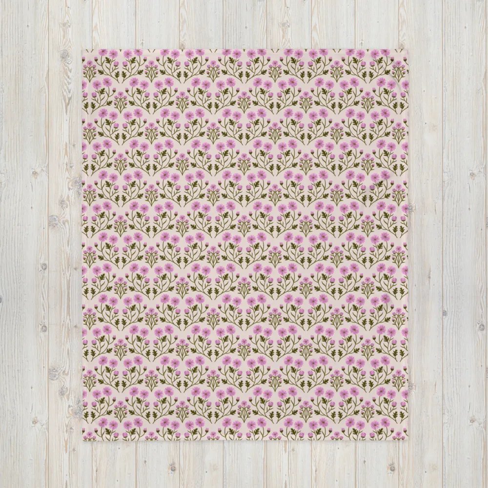 Harmony of Mums - Pink and Forest Green - Throw Blanket product image (4)
