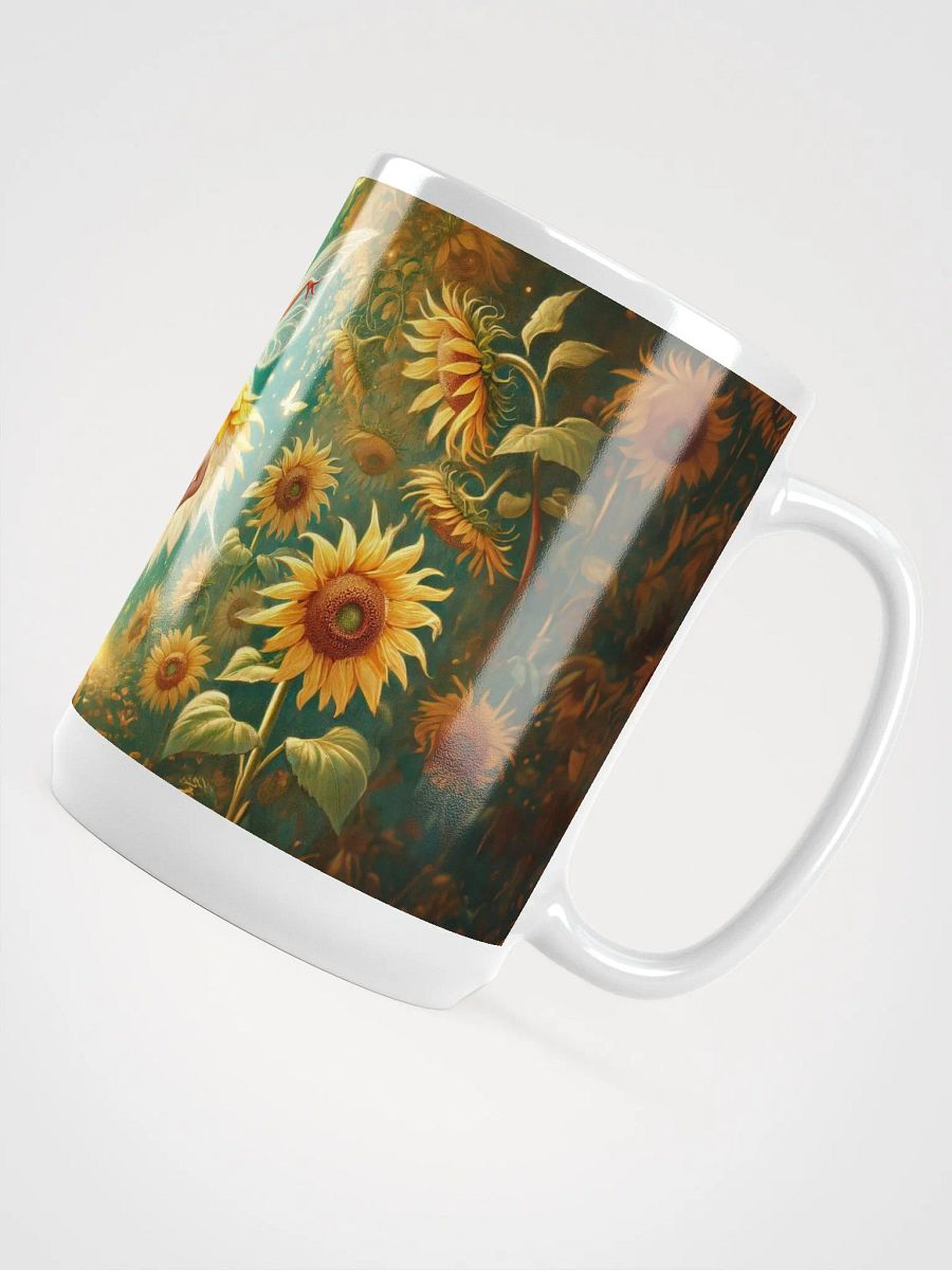 Enchanting Sunflower Fairy 15 oz Glossy White Mug product image (5)