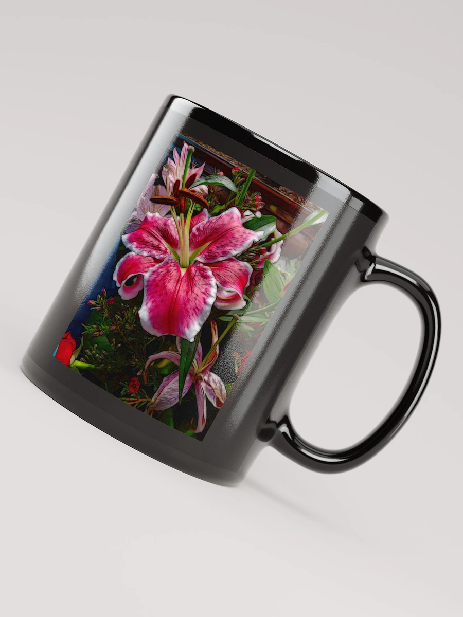 Big Petaled Pink and White Lily Black Coffee Mug product image (8)