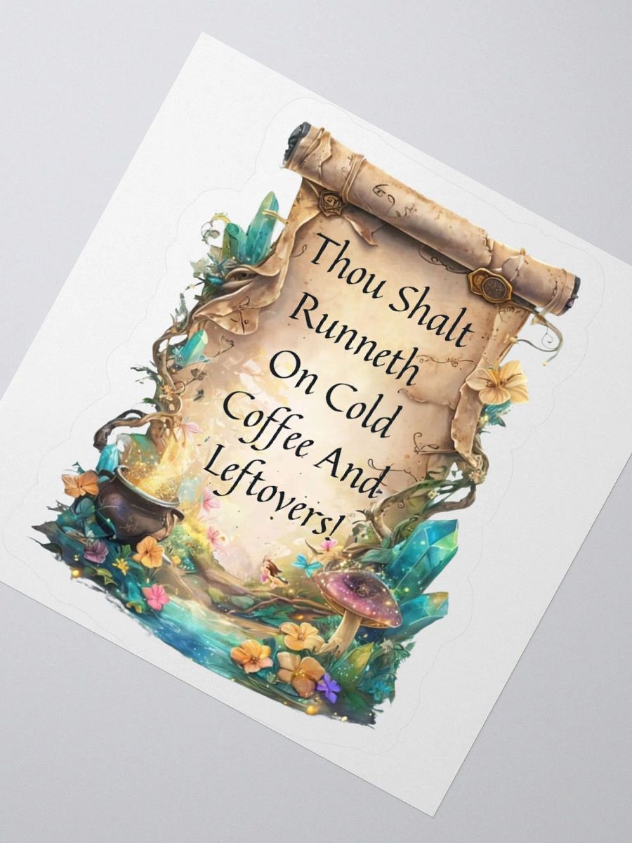Cold Coffee & Leftovers Funny Mom Sticker – Fairytale Prophecy Vinyl Decal product image (4)