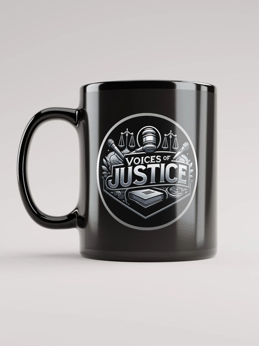 Voices of Justice Emblem Black Glossy Mug product image (6)