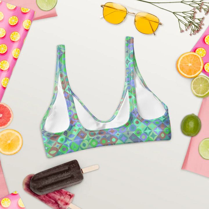 Colorful Vector Patterns Design Padded Bikini Top - v8 product image (2)