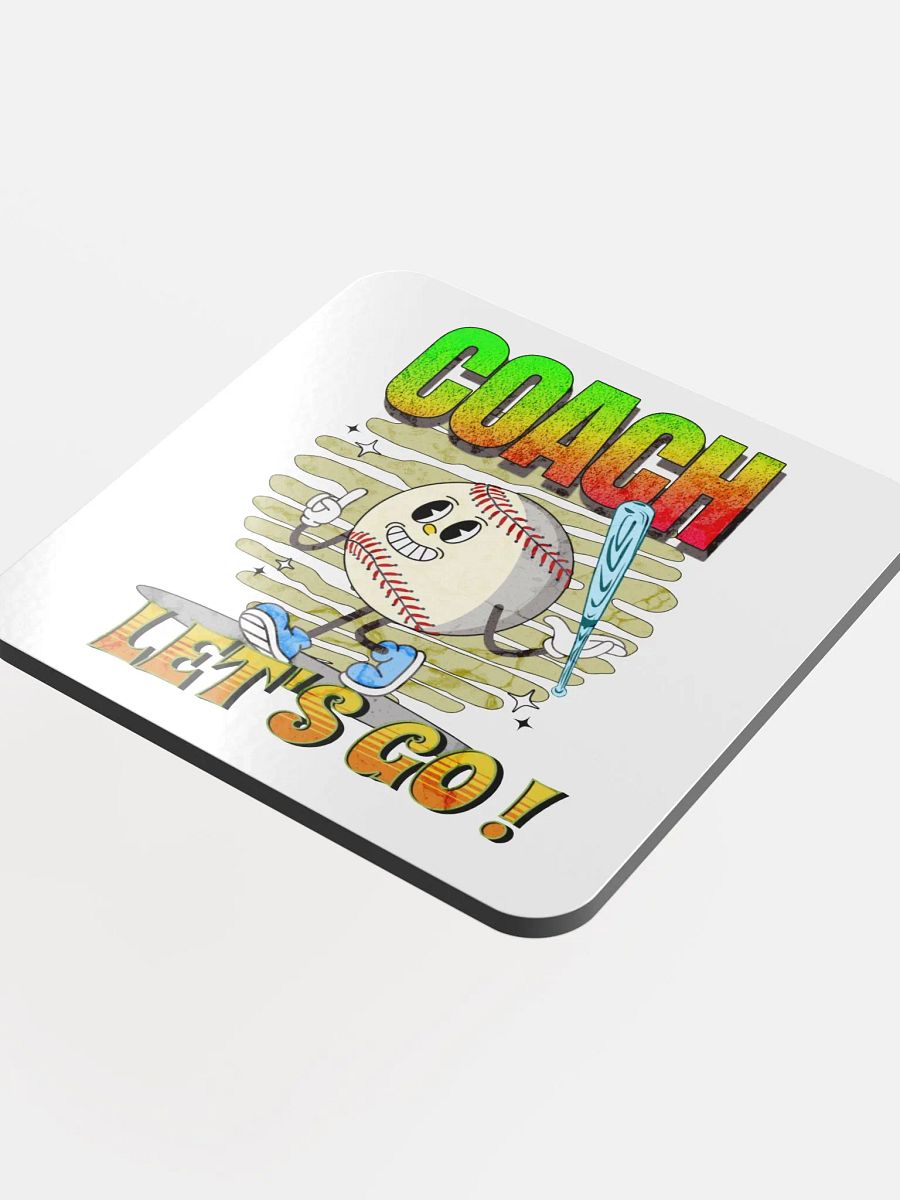 Retro Mascot Coach Lets Go Baseball Cork Coaster product image (4)