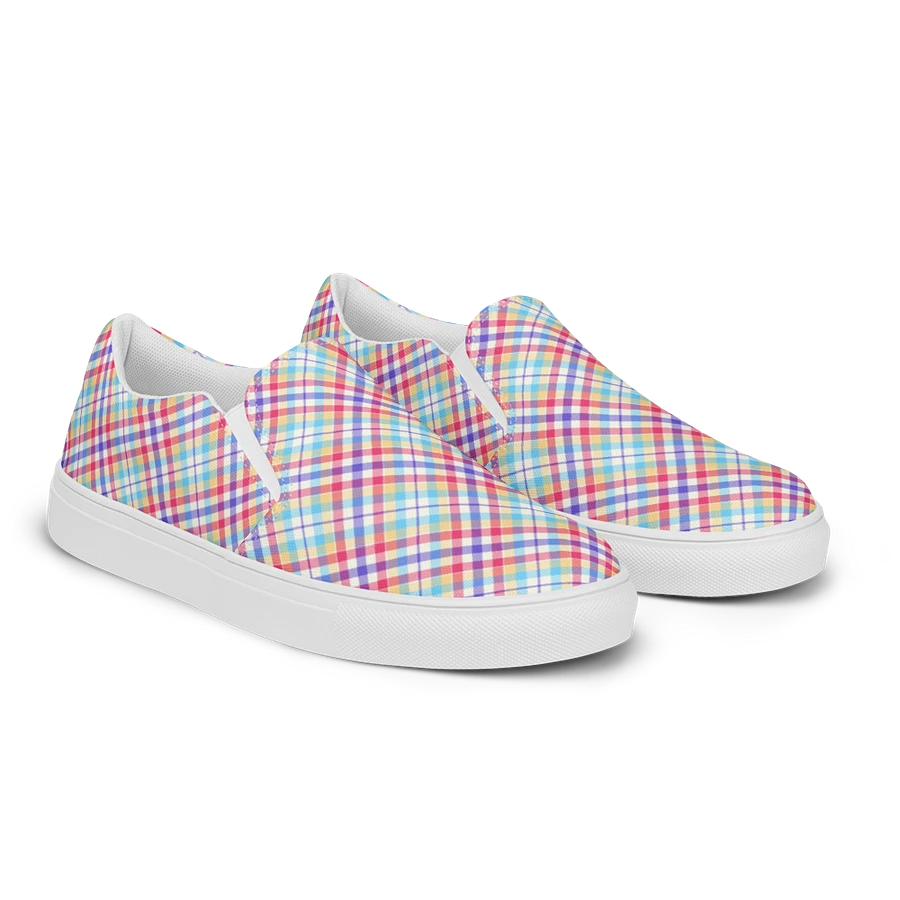 Purple, Pink, and Blue Plaid Women's Slip-On Shoes product image (2)