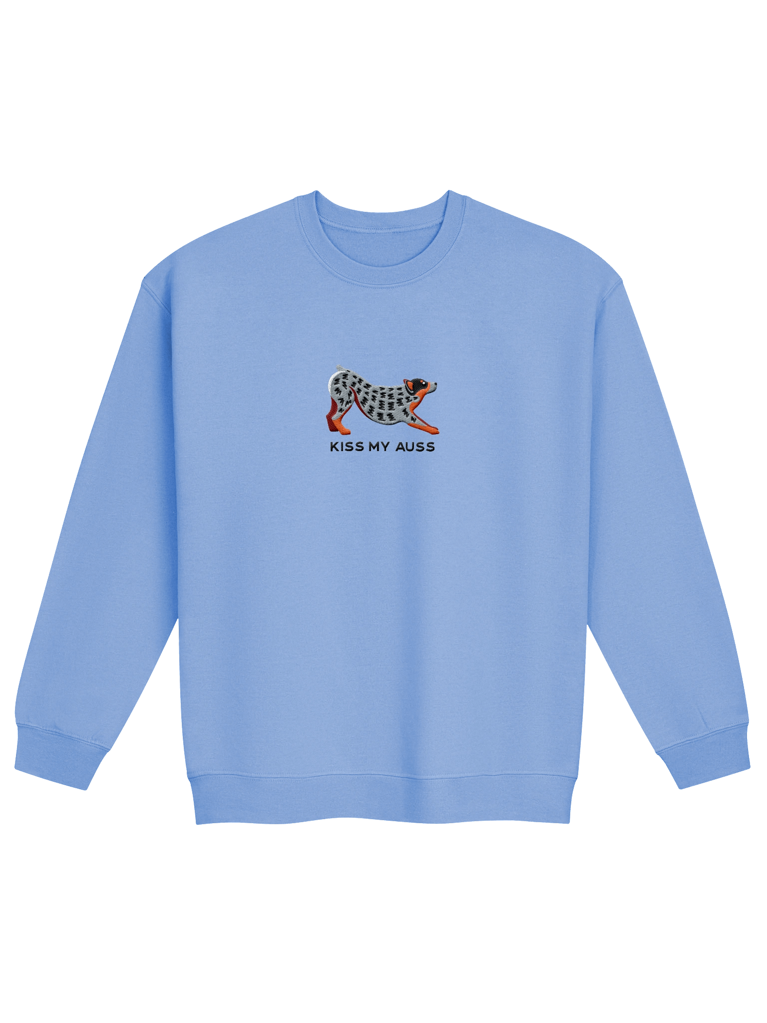 Kiss My Auss Sweatshirt (Embroidered) of an Australian Cattle Dog(Blue Heeler 2, Docked Tail) product image (9)