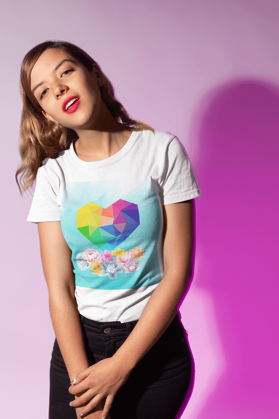 Crystal Heart and Floral Fusion T-shirt - Unisex - 100% Cotton product image (1)