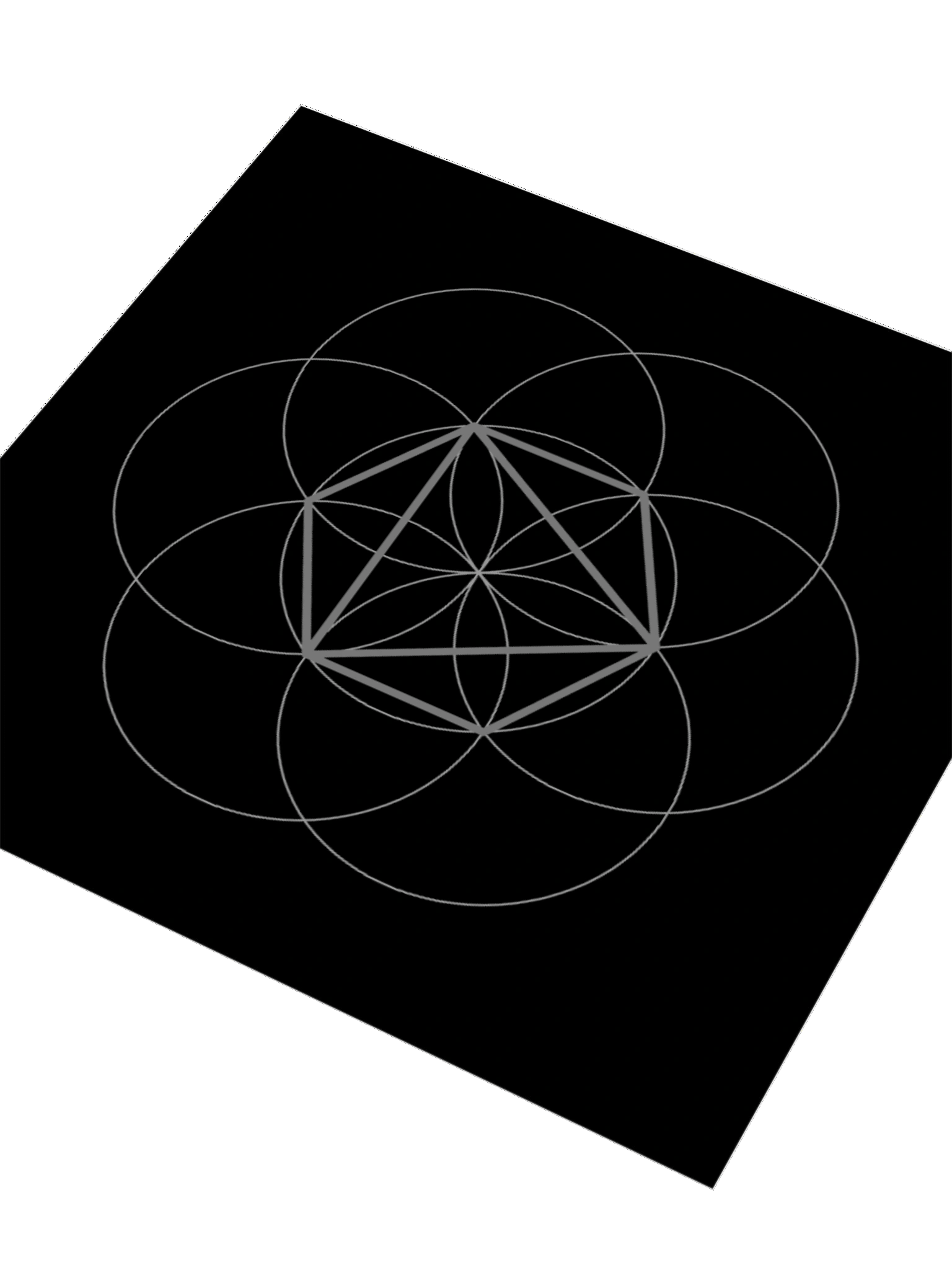 Octahedron Square Sticker – Grey with Flower of Life on Black product image (8)
