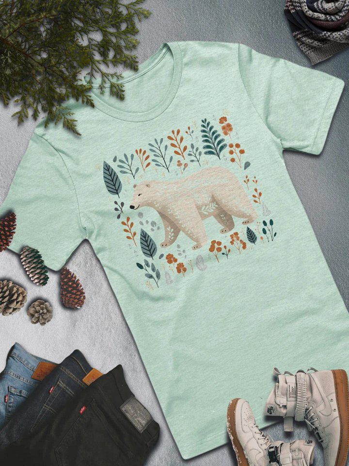Polar Bear Forest T-Shirt – Nature-Inspired Winter Fashion product image (5)