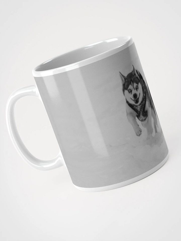 Klee Kai brother and sister running on the snow - B&W product image (2)