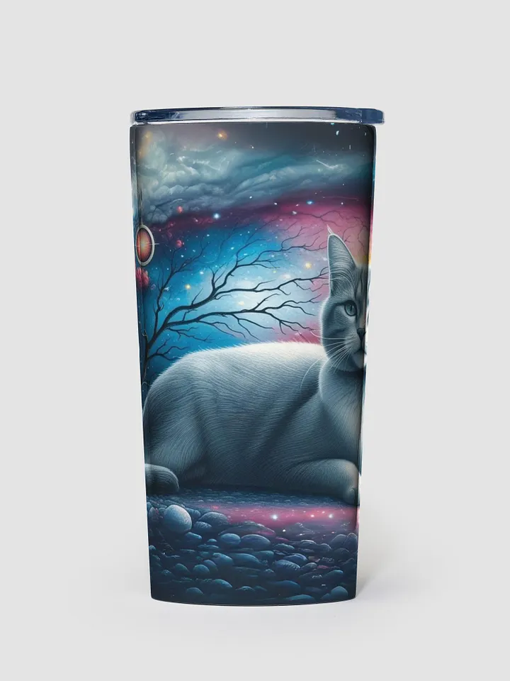 Cosmic Silver Cat 20oz Stainless Steel Tumbler product image (2)