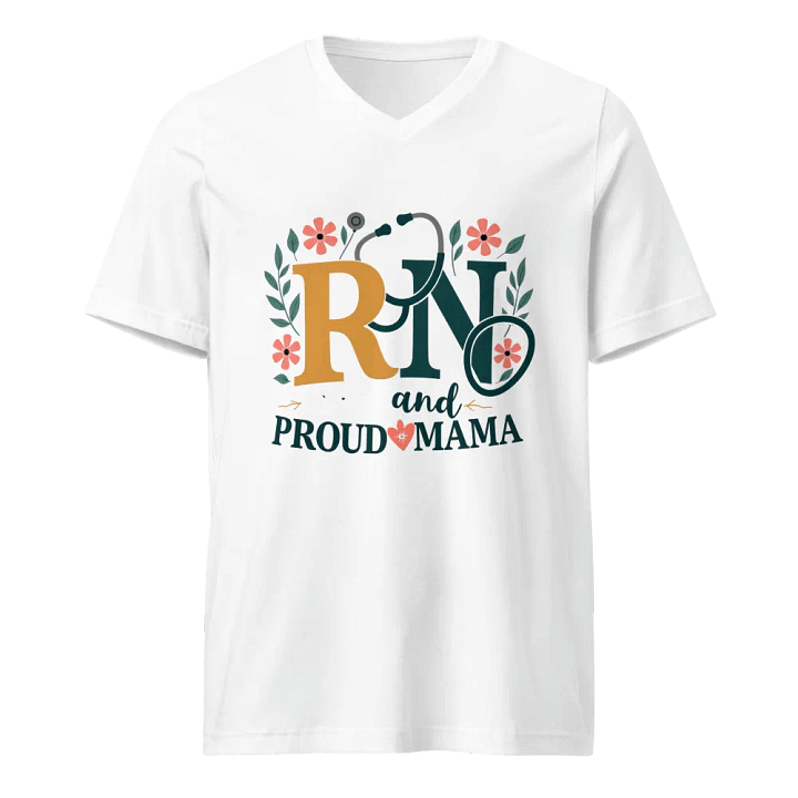 RN and Proud Mama Floral Stethoscope V-neck tee product image (5)