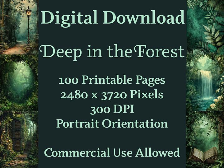Deep in the Forest Digital Paper Pages for Scrapbook, Junk Journal and more product image (2)