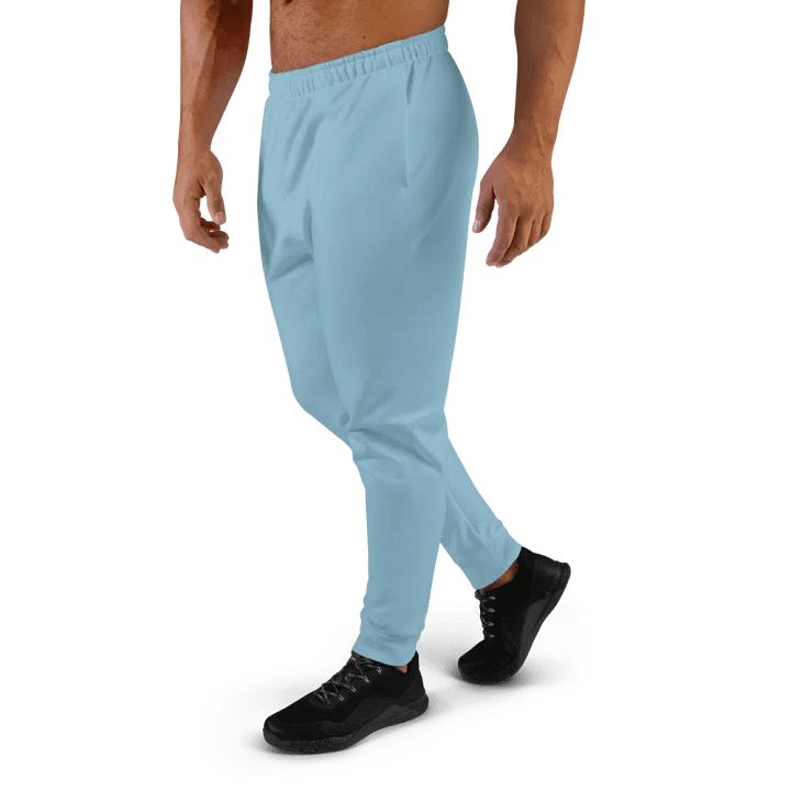 Plain Light Blue Soft Summer Recycled Polyester Premium Men's Joggers by Treasure Pie product image (2)