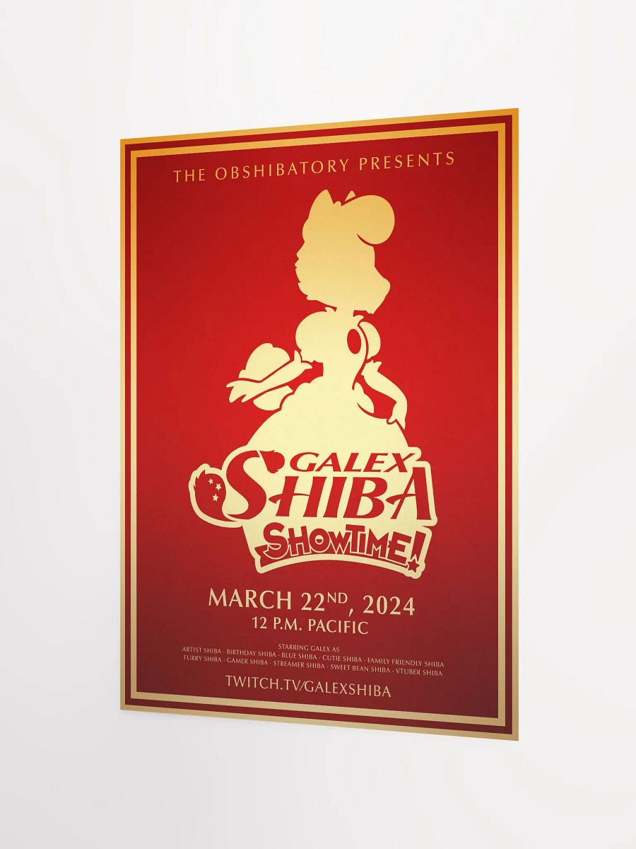 Galex Shiba Showtime Poster - Red Unframed product image (2)