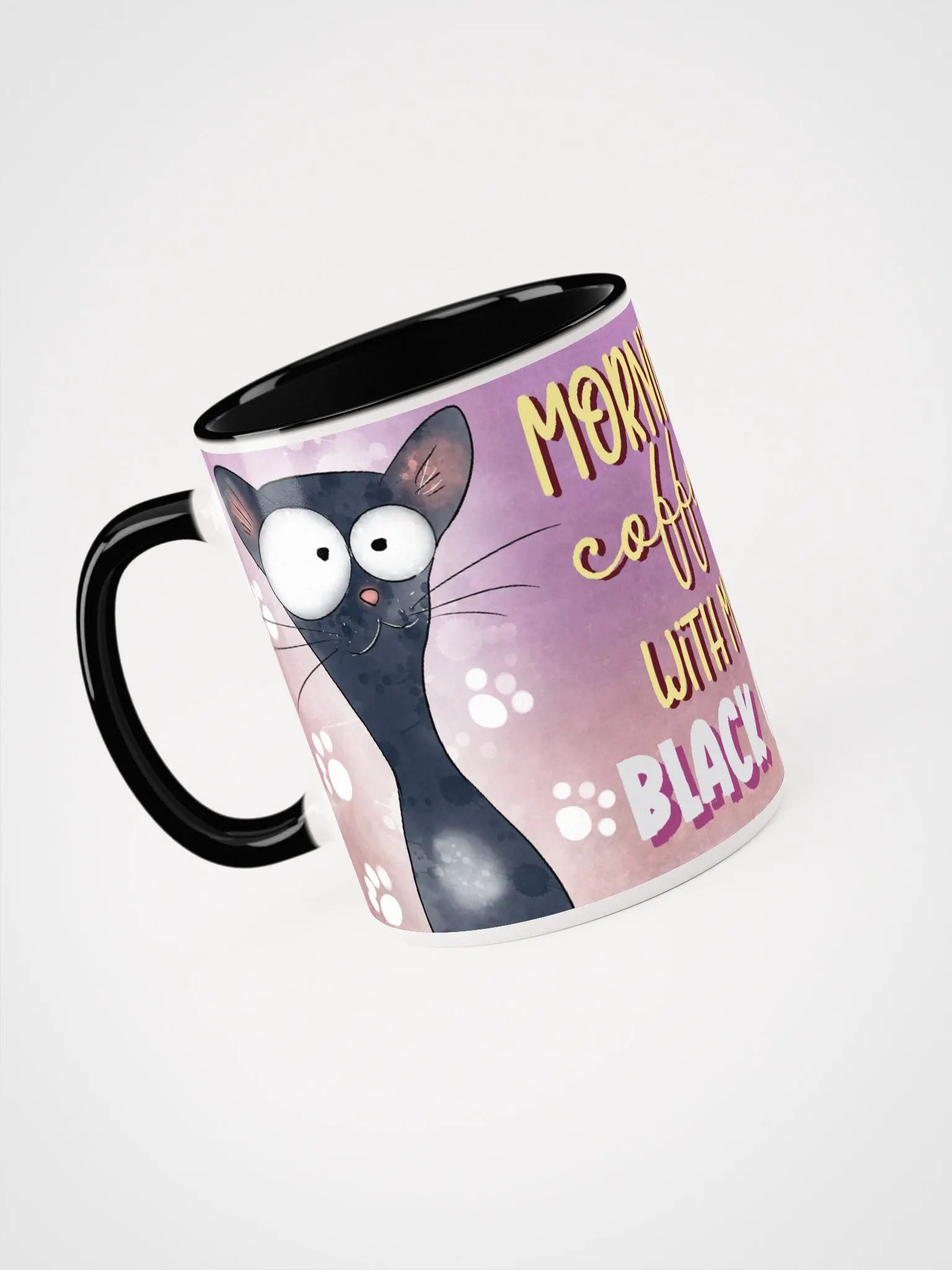 Morning Coffee With My Black Cat Accent Mug product image (3)