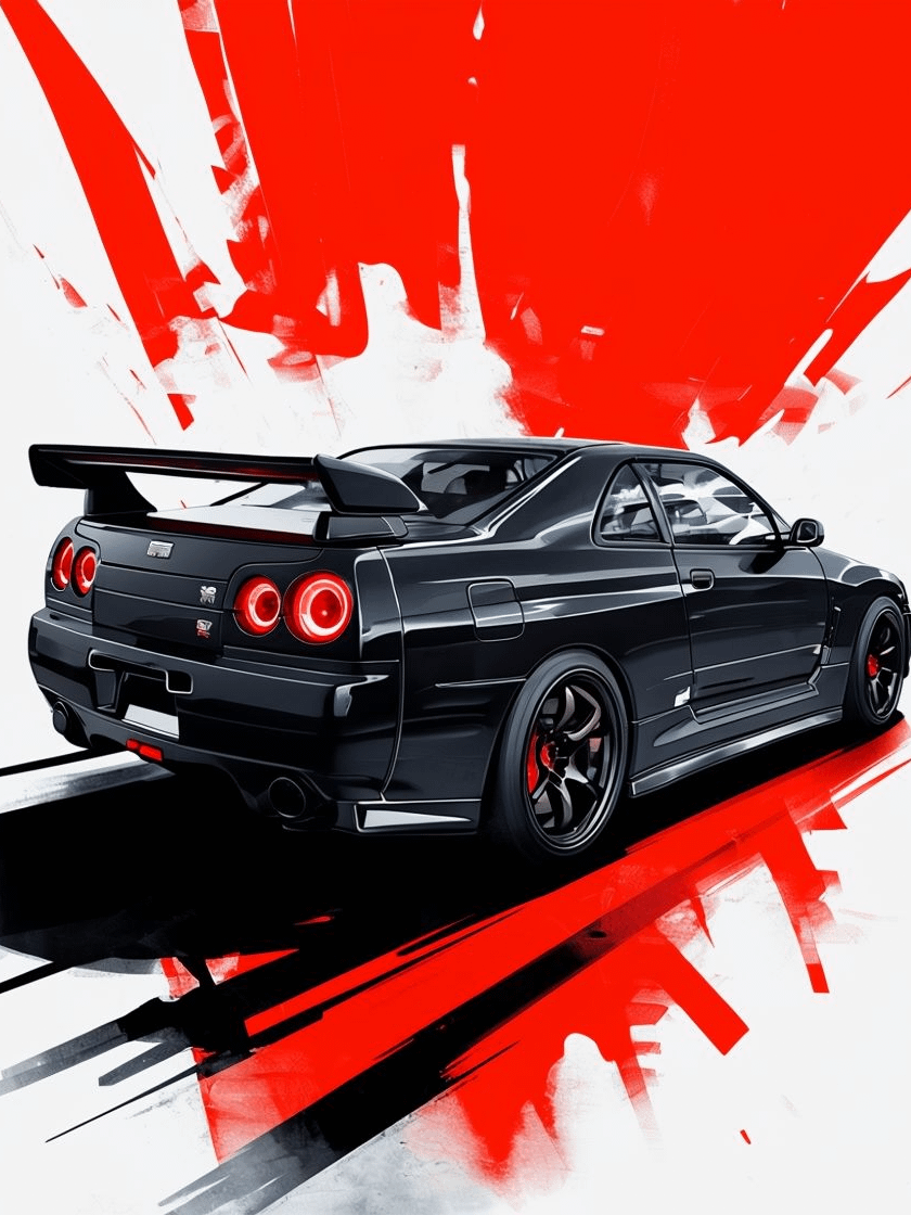 Stylized Sports Car Rear View Poster product image (7)