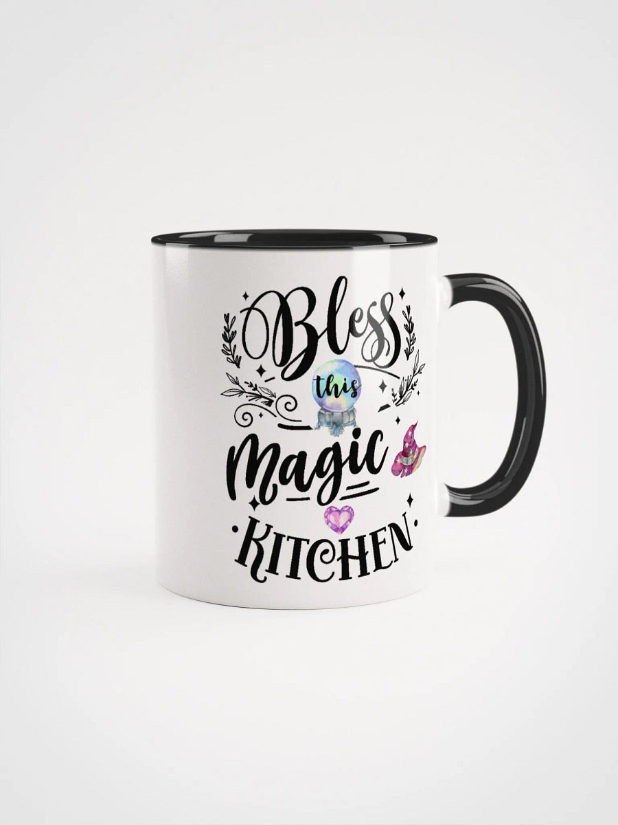Bless This Magic Kitchen WHITE WITH BLACK HANDLE MUG- Witchy, Kitchen Witch, Magic Kitchen Gift product image (2)