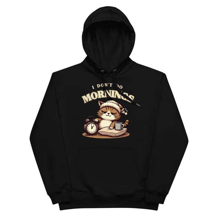 Sleepy Cat Morning Mug Premium Eco Hoodie product image (3)
