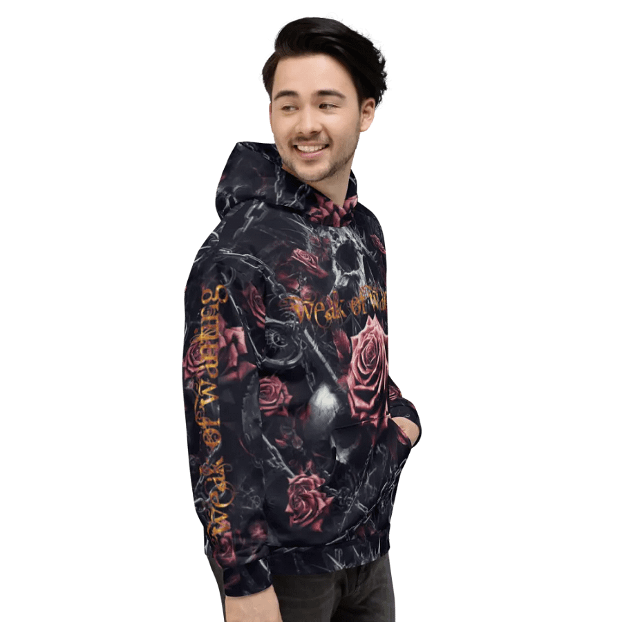 Weak Of Wanting Gothic Skull & Roses Fire Logo Hoodie (Front, Back & Sleeve Print) product image (7)