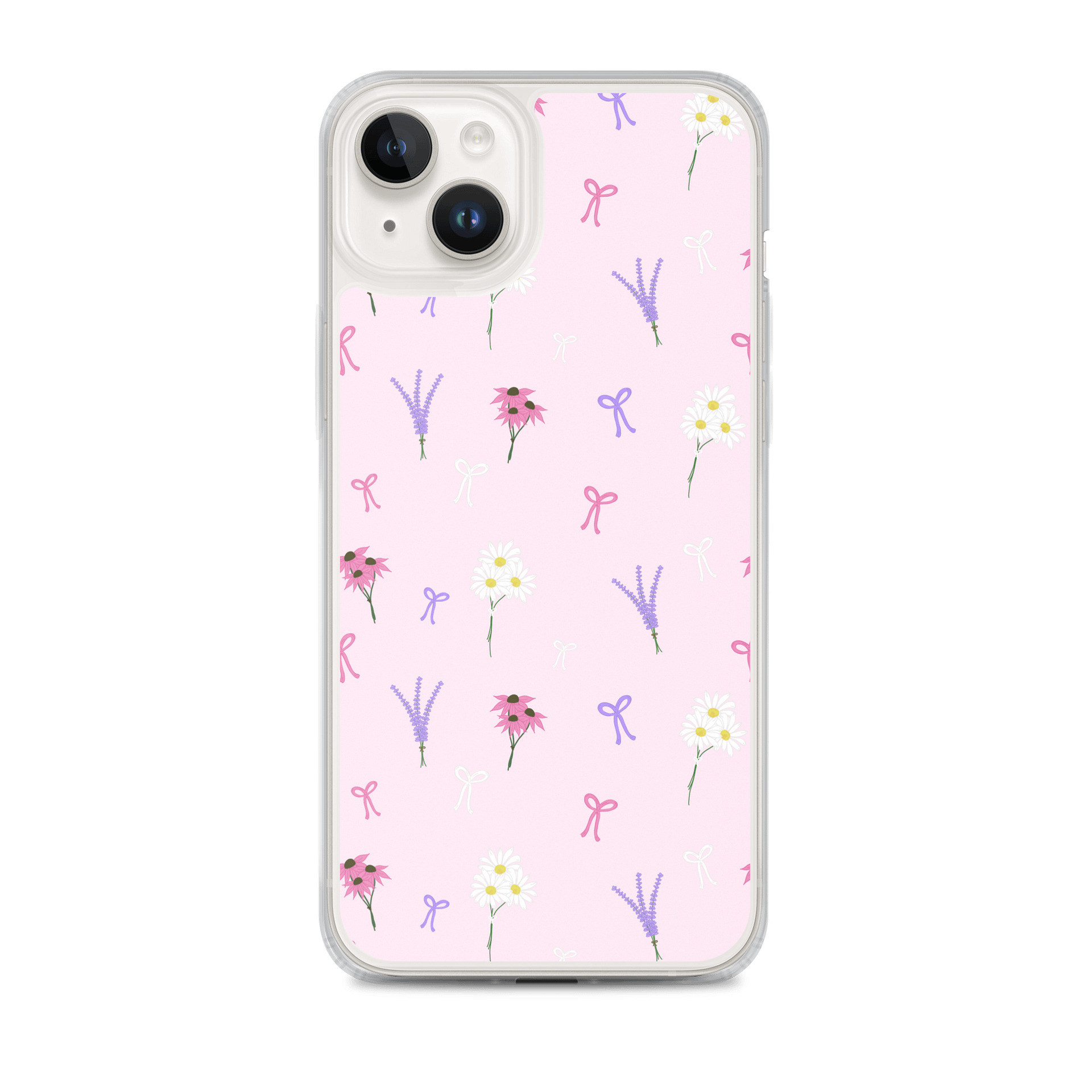 Wildflowers and Bows Pattern- Pink Background Phone Case product image (1)