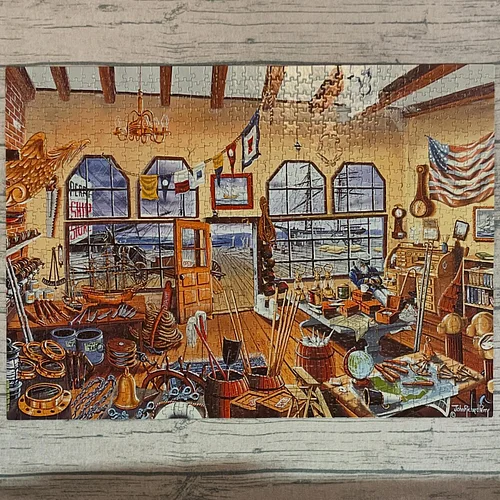 Had lots of fun working on this 1,000 piece puzzle of a Ship’s Store that I got pre-owned, but alas! It was missing one piece...