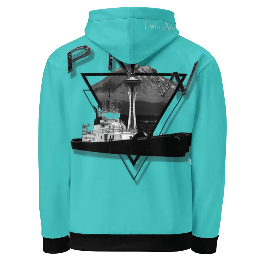 Turquoise Tug Response Triangle-Mt Raine- PNW Hoodie product image (1)