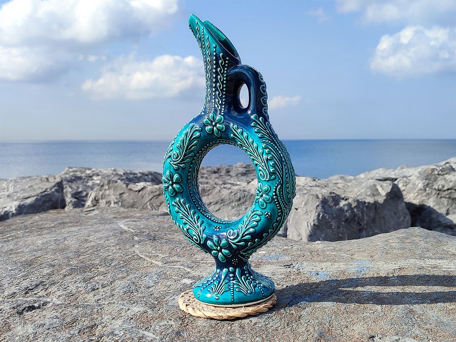 Handcrafted Ceramic Jug/decanter, Turkish style, Hittite wine jar – Unique Artisanal Pitcher for Rustic Home Decor product image (4)