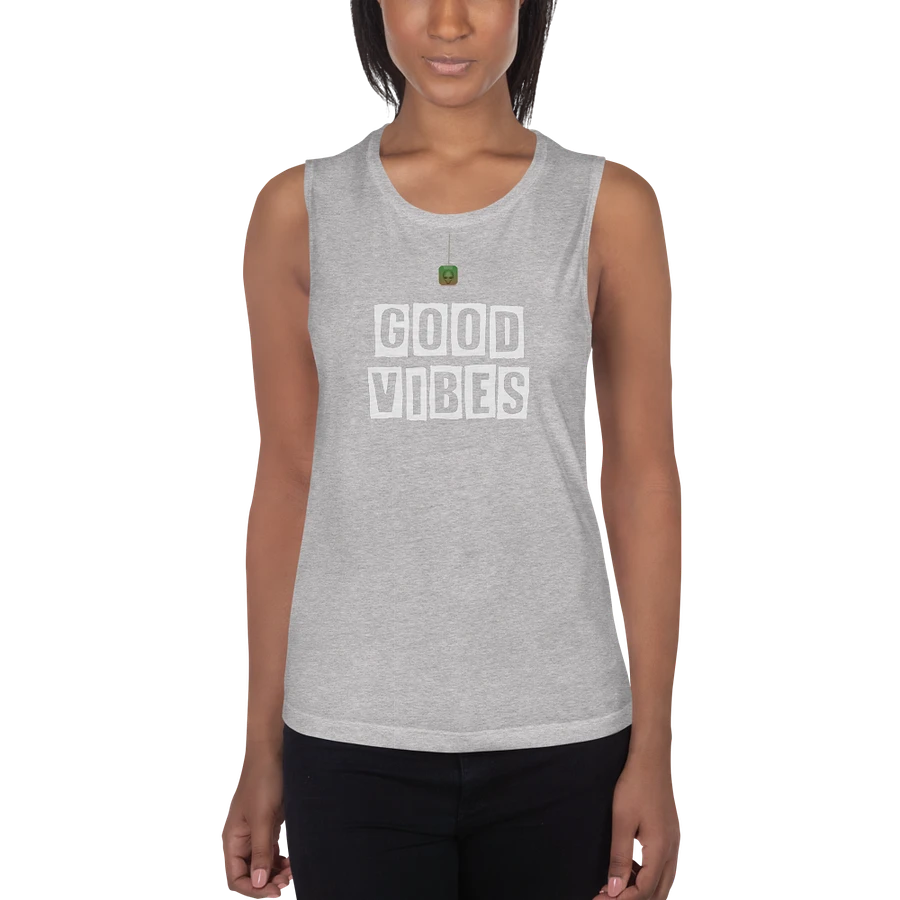 Good Vibes Ladies Vest Top White Lettering product image (13)
