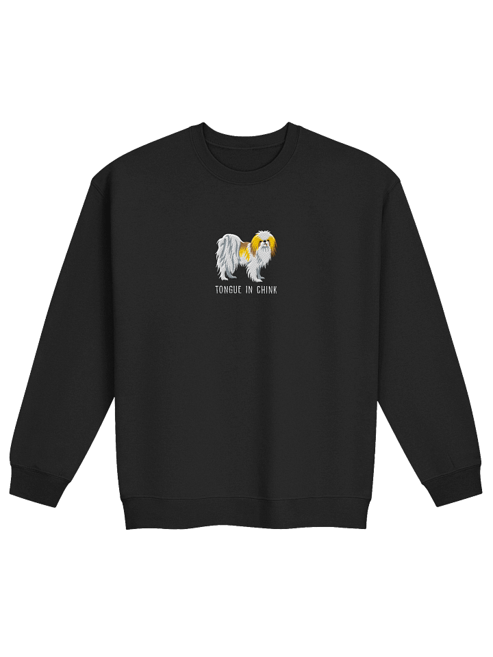 Tongue in Chink Sweatshirt (Embroidered) of a Japanese Chin(Lemon & White) product image (2)