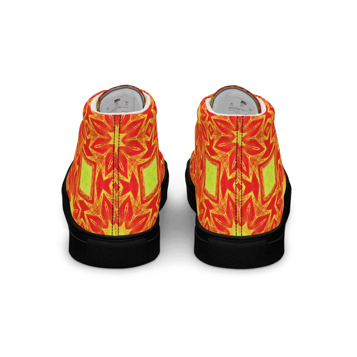 Abstract Repeating Orange Flower Ladies Canvas Shoe High Tops product image (2)