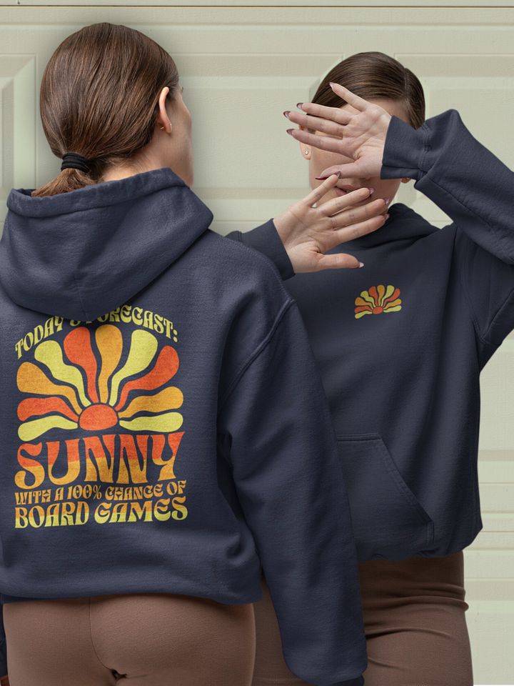 Sunny Forecast Board Game Hoodie for Tabletop Gamers - Navy product image (1)