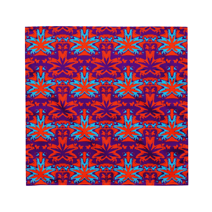 Cannabis Leaf Pattern Bandana, Twisted 420 Art, Orange Blue Purple Weird Weed Accessory product image (2)